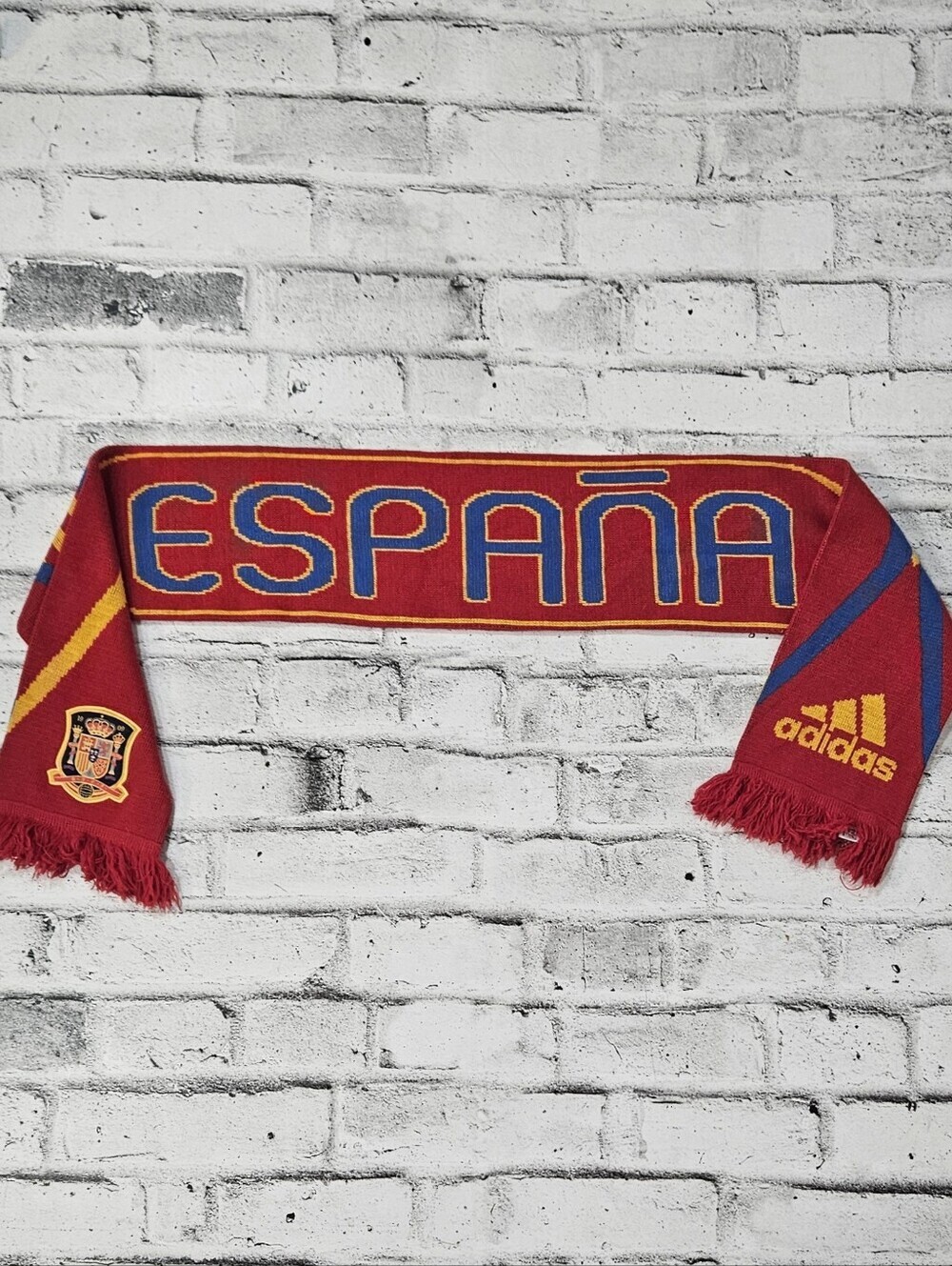 Adidas Spain Espana Soccer Fan Scarf Red Blue Yellow Football Knit